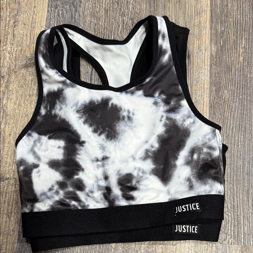 2 Justice Black and White Tie-Dye girls Top